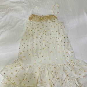 Petite Hailey Cream colored strappy girls dress